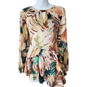 Chico's Black Label silky peplum top abstract New